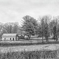 Village Farmhouse in black and white